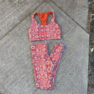 Wolven Orange & Multicolor Mosaic Sports Bra